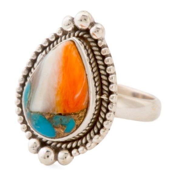NWT Genuine oyster,copper,turquoise ring,925 Sterling Silver,vibrant, chunky❤️ - Picture 5 of 5
